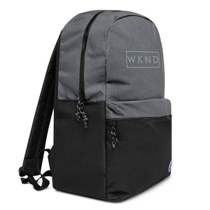 Grey Embroidered Champion Backpack |  My Weekend Bag